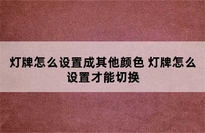 灯牌怎么设置成其他颜色 灯牌怎么设置才能切换